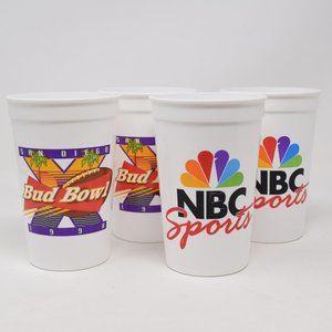 Vintage 1998 Bud Bowl NBC Sports Beer Cup Set of 4 San Diego Budweiser Stadium